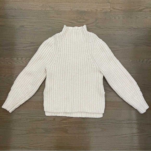 Leith Women's Ivory Chunky Ribbed Knit Mock Neck Pullover Sweater - Picture 2 of 11
